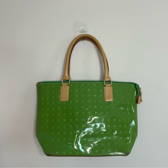 Arcadia Green Italian Patent Leather Shoulder Women’s Shiny Tote Bag - Picture 1 of 7
